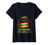 Womens Grenada 50th Independence Day Grenadian Pride Grenada Flag V-Neck T-Shirt