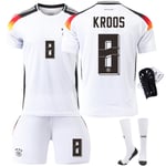 Tyskland Hemma EM 2024 Jersey Fotbollströja Barn Herr Kit Nr.8 KROOS With socks+protective gear 26