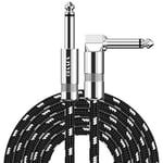 Sovvid Professional Guitar Cable 1.8M/6FT, Braided Guitar Lead Instrument Cables 6.35mm 1/4 Inch Jack Cord for Electric Guitar Bass, Amp, Speaker, Keyboard, Mandolin, Pro Audio (Black White)