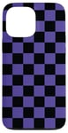 Coque pour iPhone 13 Pro Max Violet, noir, motif damier, carreaux