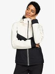 Roxy Womens Free Jet Colour Block Ski Jacket - Black / Cream, Black, Size M, Women