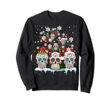 Christmas Sugar Skull On Tree Funny Santa Sugar Skull Gifts Sweatshirt