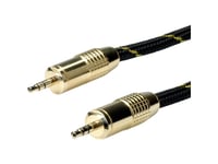 Roline 11.88.4283 Jack Audio Connection Cable [1X Jack 3,5 Mm - 1X Jack 3,5 Mm] 2,50 M Svart/Guld Skärmad