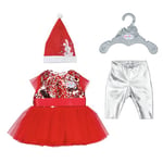 BABY born Christmas Dress, Doll Festive Dress with Sequins, Leggings and Christmas Hat for 43cm Dolls, For Children Aged 3+, 836118 Zapf Creation