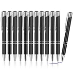 AUAUY 12PCS Noir Stylo Bille, Encre Bleu Stylos Personnalisés à Bille Rechargeables, Baril en Acier Inoxydable Instrument d'Écriture pour Maison, École, Bureau, Cadeau Mariage Invité, Cadeaux de Fête