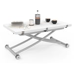 Idmarket - Table basse relevable en table à manger rectangulaire urbana plateau blanc pied chrome