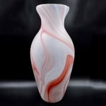 Vase Amphore en Verre de Murano Satin Blanc avec Veines Rouges