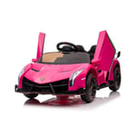 Lamborghini Veneno Elbil för barn, 1 till 6 år, 12V-motor, belyst, MP3, USB, Mjukstart, Fjärrkontroll, Rosa Rosa