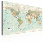 Décoshop26 - Tableau sur toile décoration murale image imprimée cadre en bois à suspendre Carte du monde : beau monde 120x80 cm