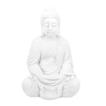 Relaxdays Statue de Bouddha Assise, 70 cm, Figurine de Jardin XL, résistant aux intempéries et au Gel, décoration, Blanc