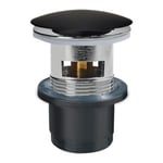 Bonde Quick-clac avec trop plein pour lavabo encastré Black Touch H. 73 à 92 mm x ø66 mm