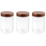 Storage Jar 1L Hermetic Baroque Glass Food Container Airtight Copper Lid 3pcs