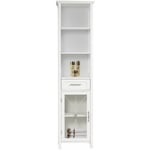 Teamson Home - Grande colonne de salle de bain rangement avec tiroir en bois blanc Delaney 7978 - Blanc