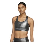 Nike Women's Swoosh Icon Clash Shmr Sports Bra, Womens, Sports Bra, CT3791, Black/Black/Metallic Silver, M