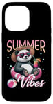 Coque pour iPhone 14 Pro Max Flotteur de natation panda amusant Summer Vibes Beach Lovers