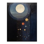 Wee Blue Coo Lost In Space Dreams Planet Strings Blue Orange Surreal Oil Painting Extra Large XL Wall Art Poster Print