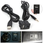 3.5mm AUX Extension Cable Adapter Flush Mount USB Port Headphone Jack Panel SLS