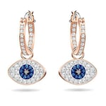 Swarovski Symbolic earrings, Evil eye, Blue, Rose gold-tone plated