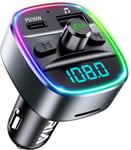 Transmetteur FM Bluetooth 5.3,Emetteur Radio sans Fil Chargeur Rapide PD Type C 3.0 avec 7 Couleurs LED RGB,Appels Mains Libres,Lecture de Musique Prend en Charge Carte TF,Disque USB(Q591)