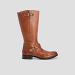 LH - bottes cavalières en cuir avec boucles camel femme