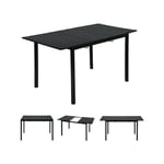 Table de salle à manger extensible industrielle pour 4 à 6 personnes en bois mdf noir, pieds en métal noir - Meubles Cosy