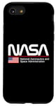 Coque pour iPhone SE (2020) / 7 / 8 Logo de ver rétro de la NASA, drapeau américain, graphique d'exploration spatiale