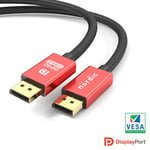 NÖRDIC-SERTIFISERT KABLER 50cm VESA-sertifisert Displayport 2.1-kabel DP80 UHBR20 80Gbps 16/10/8K60H 4K165/144Hz DSC1.2a HDR HDCP2.2 FreeSync G-Sync