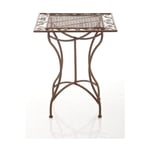 Décoshop26 - Table de jardin terrasse balcon design rustique en fer forgé marron vieilli