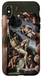 Coque pour iPhone X/XS Noir Art Déco Floral Michel-Ange Création Of Adam Sixtine