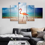 YIYYI Peinture sur Toile 5, Peinture Murale Art Flamingo HD imprimé Paysage Marin Affiche Toile 5 décor à la Maison Animaux Photos Salon