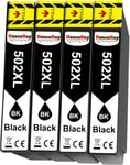 502Xl Noir Cartouche D'Encre Pour Epson 502 Xl Noire Multipack Pour Expression Home Xp-5100 Xp-5105 Xp-5150 Xp-5155 Workforce Wf-2860 Wf-2865 Wf-2880 Wf-2885 Imprimante (4 Noir)[DYJ070711]