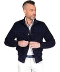 D'Arienzo Bomber Veste velours Cuir Homme Blouson Cuir Daim Bleu en Cuir Veritable de Chèvre Alex Bottoni 54/XXL/Bleu