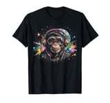 Monkey DJ Space Headphones Retro Groove T-Shirt