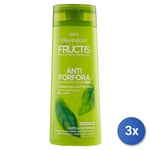 3x Garnier Shampooing Pour Cheveux Fructis Antipelliculaire 2 IN 1, 250 ML