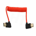 Câble Hdmi 2.1 4K 120Fps 8K 60Fps Pour Atomos Ninja V Sony A7Siii Canon C300 C500 Ronin Rs2 Moniteur Caméra Angle Droite Gauche Type A Tressé À Droite, Rouge Coiled 30Cm