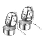 Westmark Lot de 2 œufs à thé ovales avec soucoupe Teatime en acier inoxydable Ø 4,3 cm 157722E3