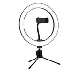 Lighting Collection 10" Ring Tripod Stand & Phone Holder for Creating Selfies and Video for Your Social Media. LED Dimmable 3 Different Lighting Colour Setting (Warm, Cool and White), W, Black