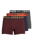 JACK & JONES Mens Jaclichfield Boxer Briefs - Burgundy/Grey - M