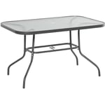 Table de jardin rectangulaire - OUTSUNNY - Métal époxy gris - Plateau verre trempé - 120L x 80l x 70H cm