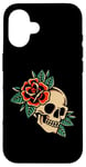 Coque pour iPhone 16 Tatouage esthétique rose rouge fleur pour enfants homme femme