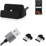 Charging Station for Doogee S88 Plus + USB-Typ C u. Micro-USB-Adapter