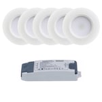 5-pack dimbara LED puckar Q-36MW 3,5W 3000K - vita