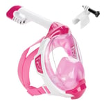 AQUASTIC Kai Masque de plongée intégral Taille L/XL Vision à 180° Système de Circulation de l'air Col de Fond en Silicone Valve Anti-Vapeur Polycarbonate Fenêtre de visualisation Couleur Rose