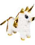 Vit och Guldfärgad MINI Enhörning Pinata 21x16 cm - Unicorn Gold