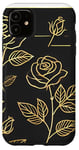 Coque pour iPhone 11 Rose florale botanique, style minimaliste