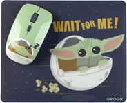 Pack 2 en 1 Souris et Tapis de Souris avec Motif de Baby Yoda Grogu de The Mandalorian de Star Wars WMDMCO001 Multicolore