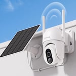 2K Camera Surveillance Wifi Exterieure Sans Fil Batterie, 360° Ptz Caméra Extérieure Solaire Sur Alerte Instantanée Pir, Sirène, Vision Nocturne Couleur, Ip66-1 Pack