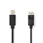 Mini Displayport til Displayport kabel - 4K / 60Hz - Sort - 3 m