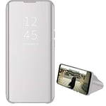 Hülle® Plating Flip Mirror Case Compatible for Xiaomi Redmi Note 9 Pro (Silver)