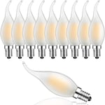 4W Ampoule led E14 à Filament Dimmable, Ampoules Flamme, 2700K Blanc Chaud, Angle de Faisceau 360°,Lot de 10